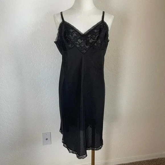 Vintage Vanity Fair Black Lace Slip Dress - Picture 2 of 7